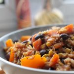 mexican bean rice recipe in serving bowl