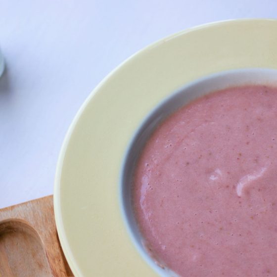 vegan strawberry custard made with fresh strawberries or strawberry milk.