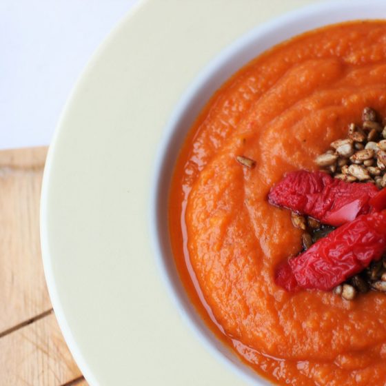 sweet potato & red pepper soup, a vegan soup recipe