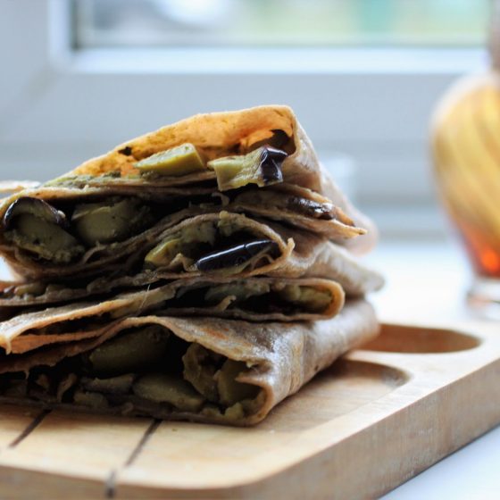 aubergine & pesto wraps