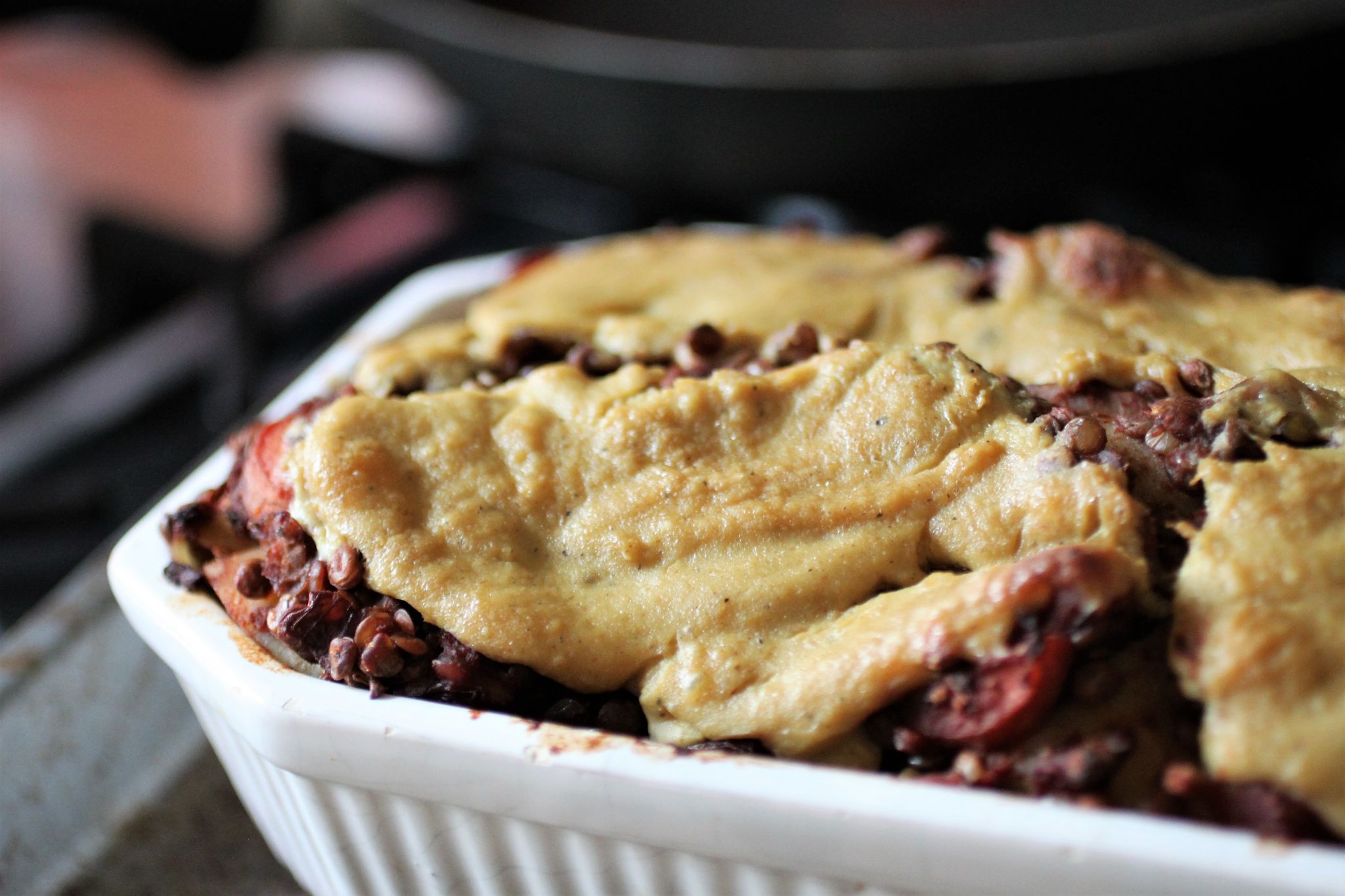 vegan lasagne, freshly made