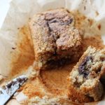 vegan nutella loaf, sliced open, birds eye view