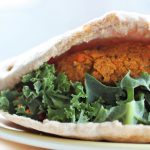 curried lentil burger in pitta bread