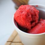 strawberry sorbet recipe - photo of sorbet in white ramekin