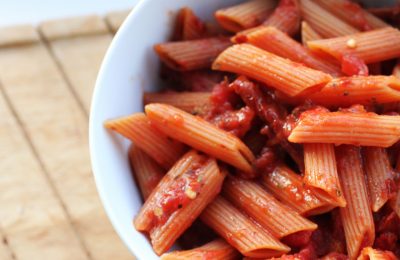 are carbs bad for you - a bowl of tomato lentil pasta