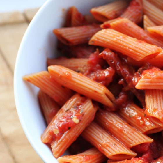 are carbs bad for you - a bowl of tomato lentil pasta