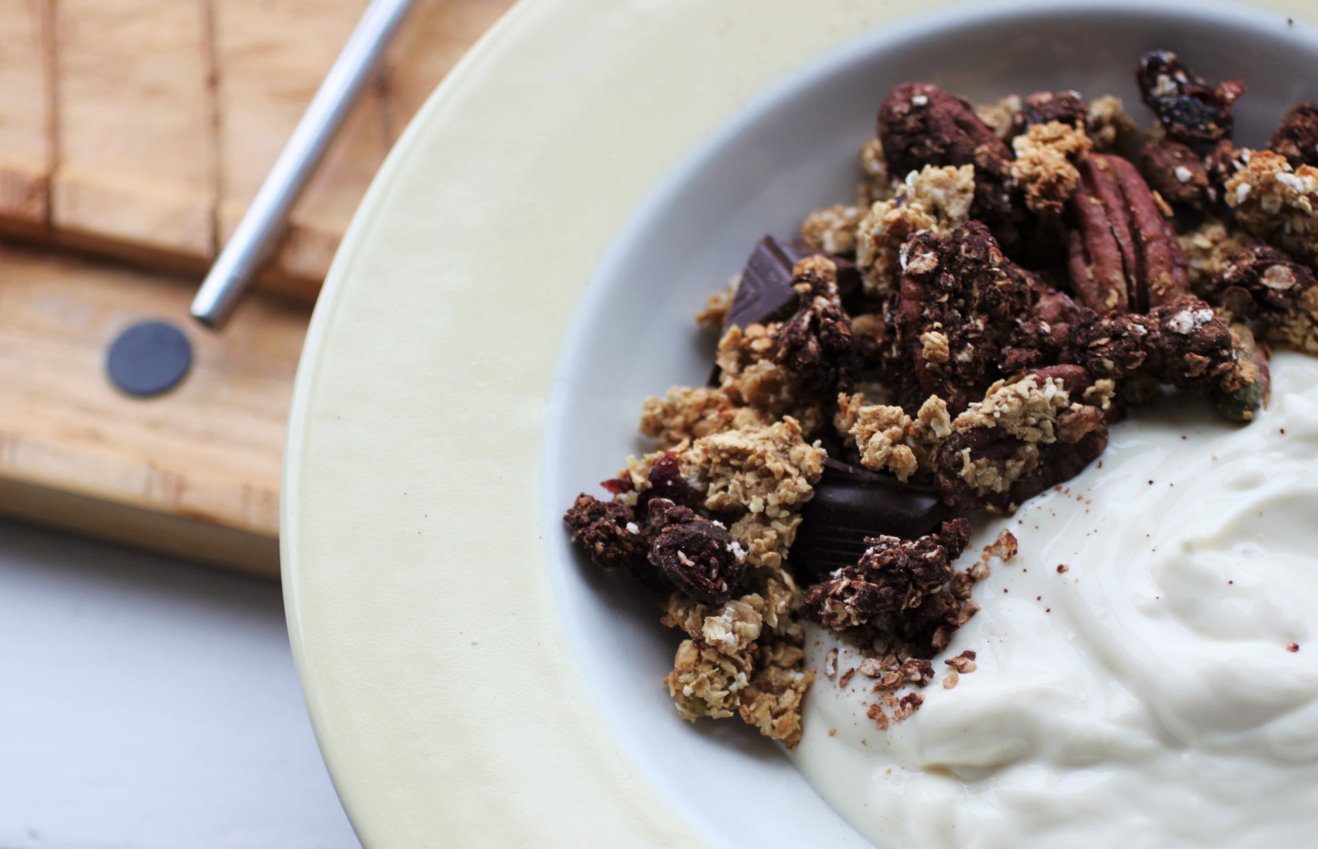 granola in a bowl with some yoghurt