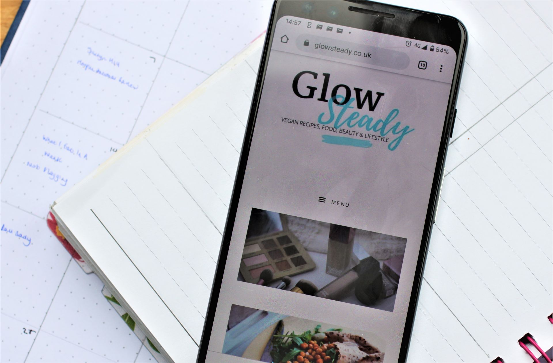 blog banner with notebooks behind it