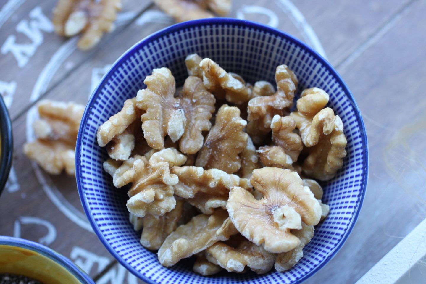 a pot of walnuts