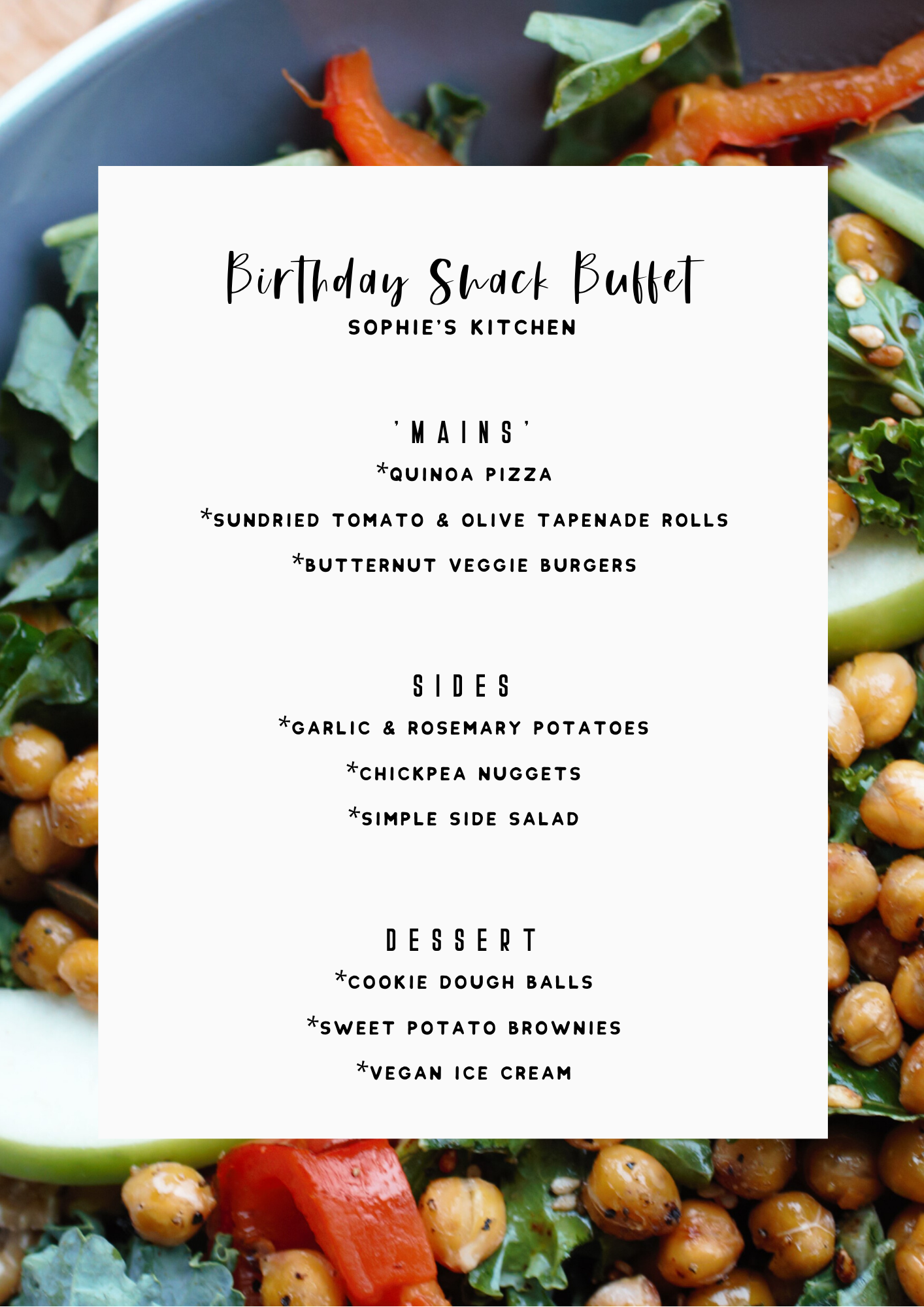the menu I designed