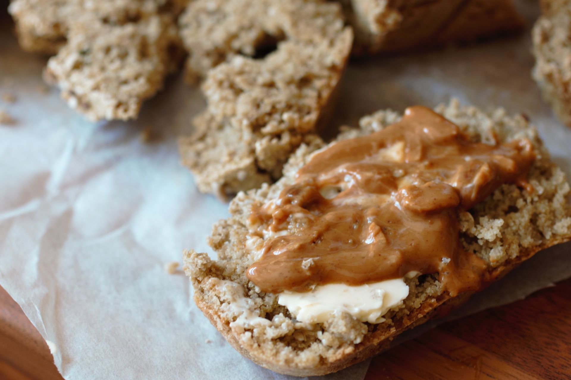 quinoa loaf with peanut butter
