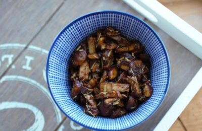 small ramekin of mushrooms