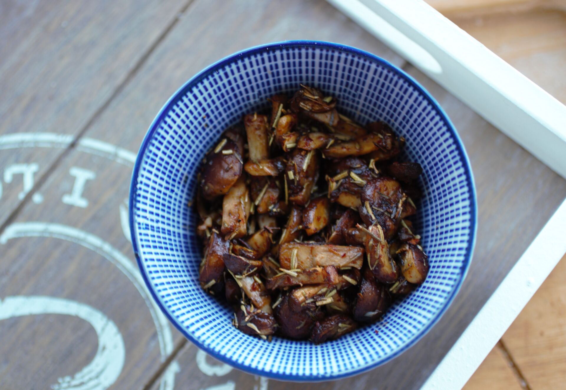 small ramekin of mushrooms