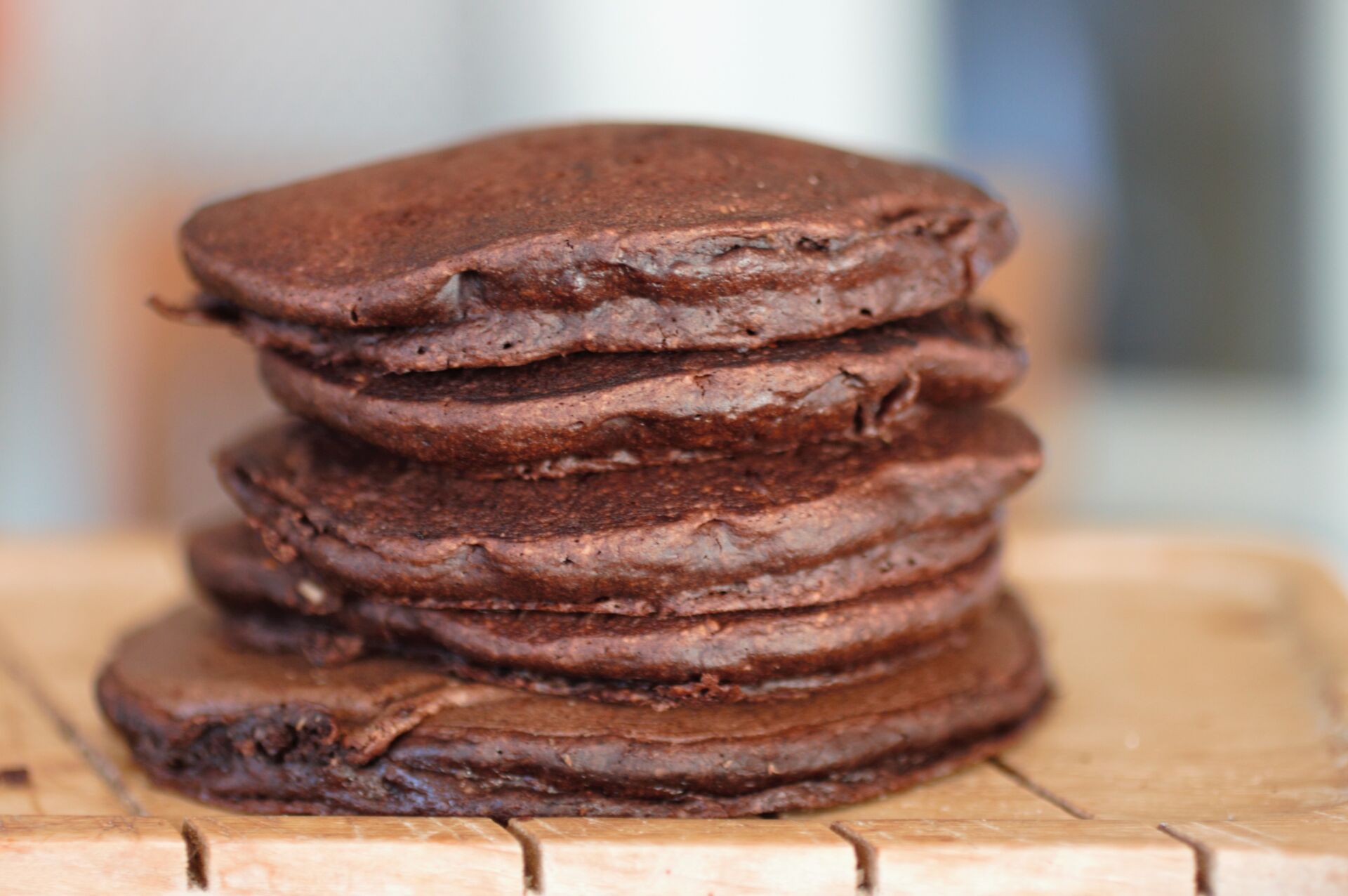a stack of plain mint chocolate pancakes