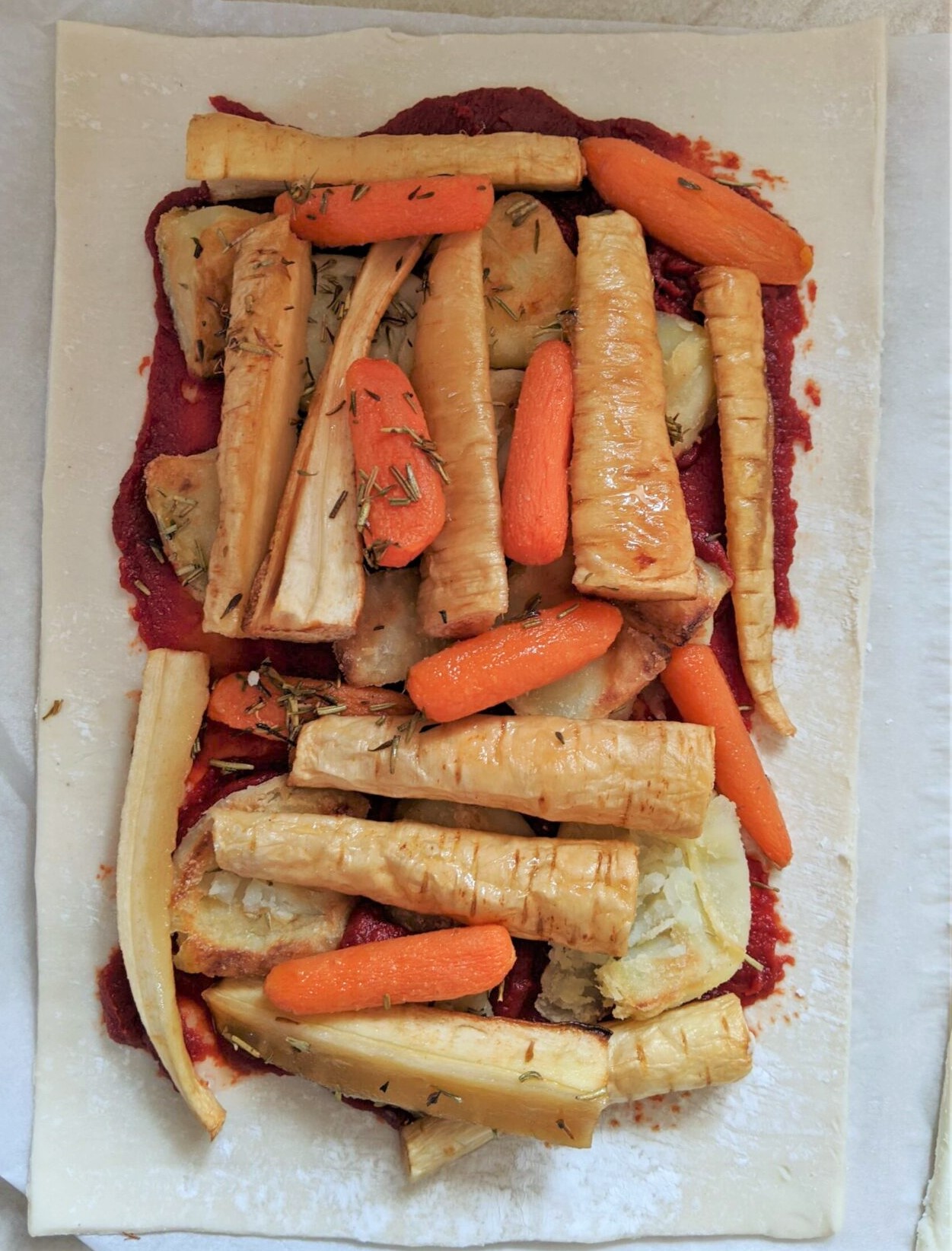raw Christmas leftover pastry being prepped to go into the oven
