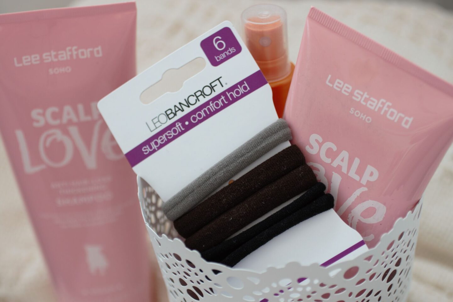 a selection of haircare routine products