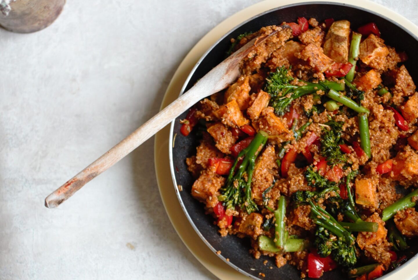 easy tomato quinoa recipe while still in the pan