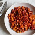 large bowl of butternut chickpeas