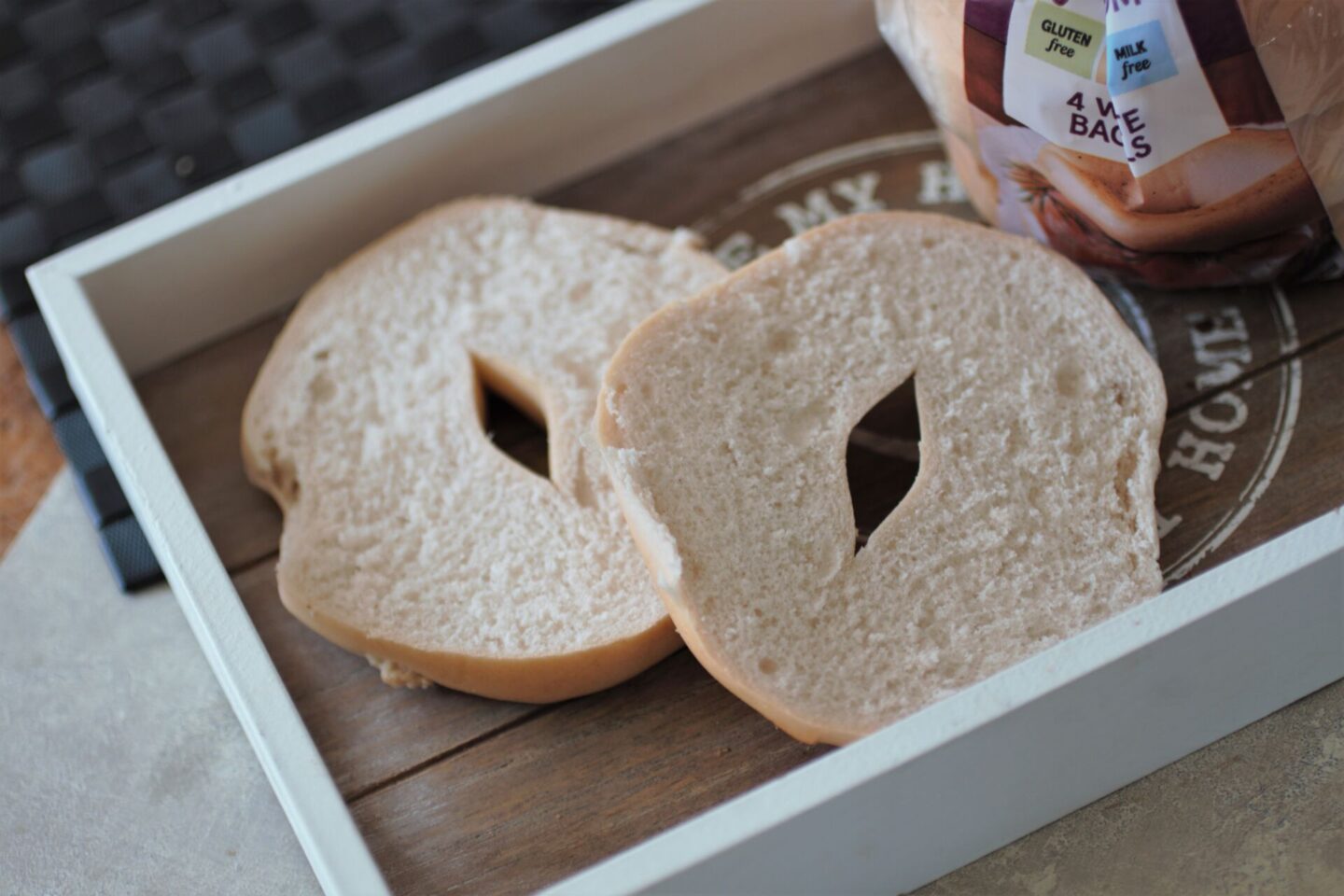 a tesco gluten free bagel, sliced