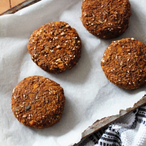 tray of cooked red wine mushroom burgers