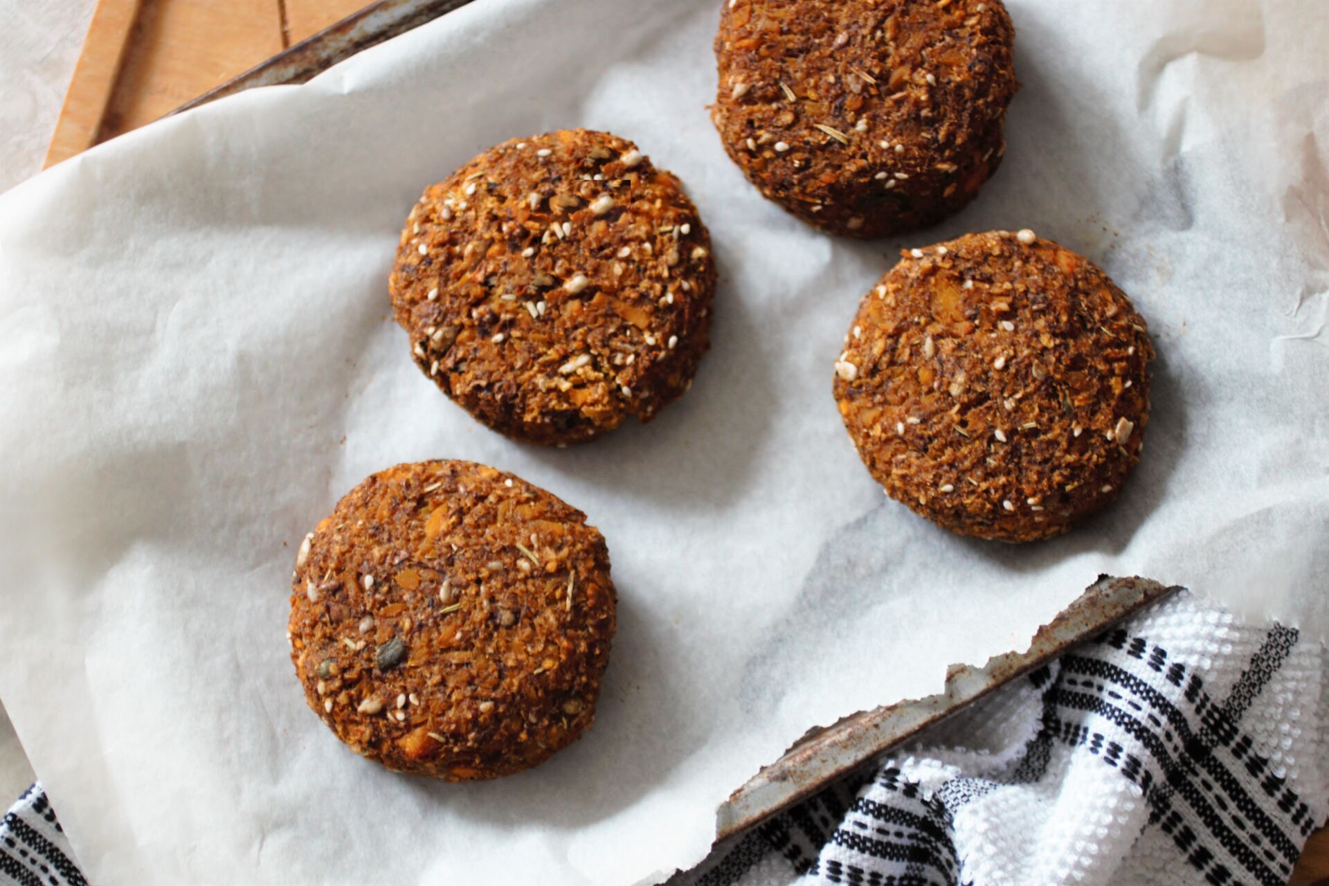 tray of cooked red wine mushroom burgers