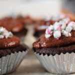 gluten free vegan chocolate cupcakes recipe, shot from the side