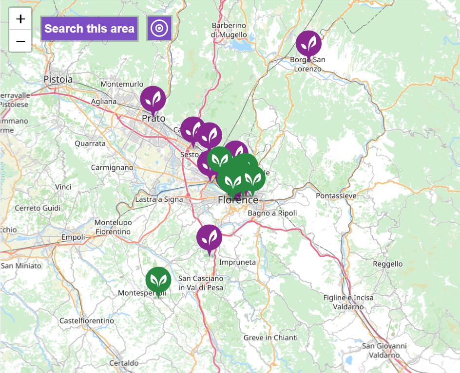 Italy is great for vegans - Image showing number of vegan restaurants in Florence