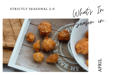 what's in season in april with a photo of some popcorn cauliflower