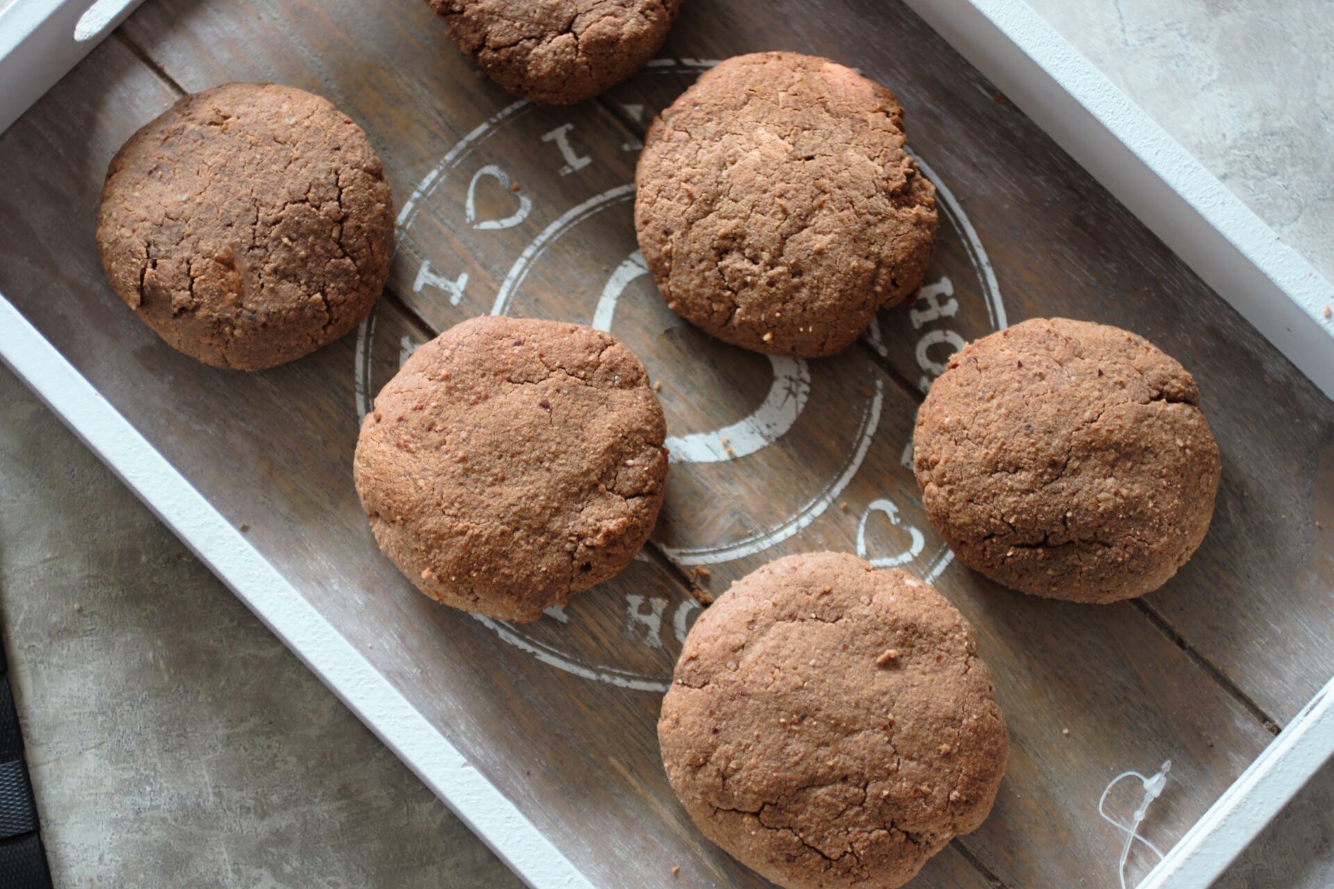 tray of peanut butter protein cookies