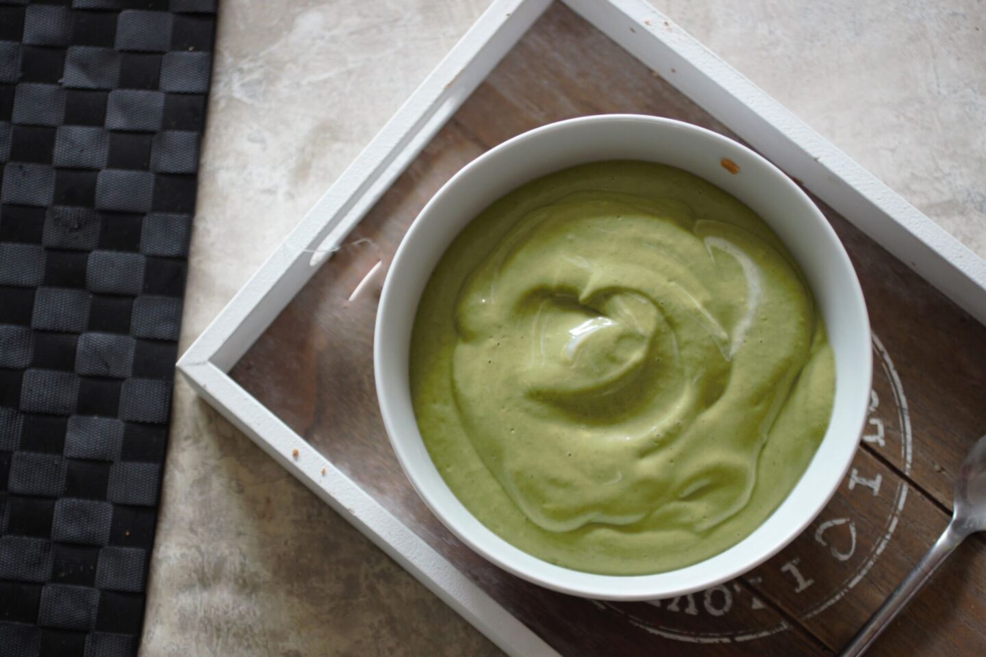 green smoothie bowl with no toppings
