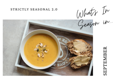 what's in season in September with a photo of a bowl of pumpkin soup