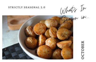 what's in season in October with a photo of roast potatoes