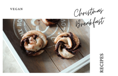 vegan Christmas breakfast recipes with photo of chocolate orange pastry swirls