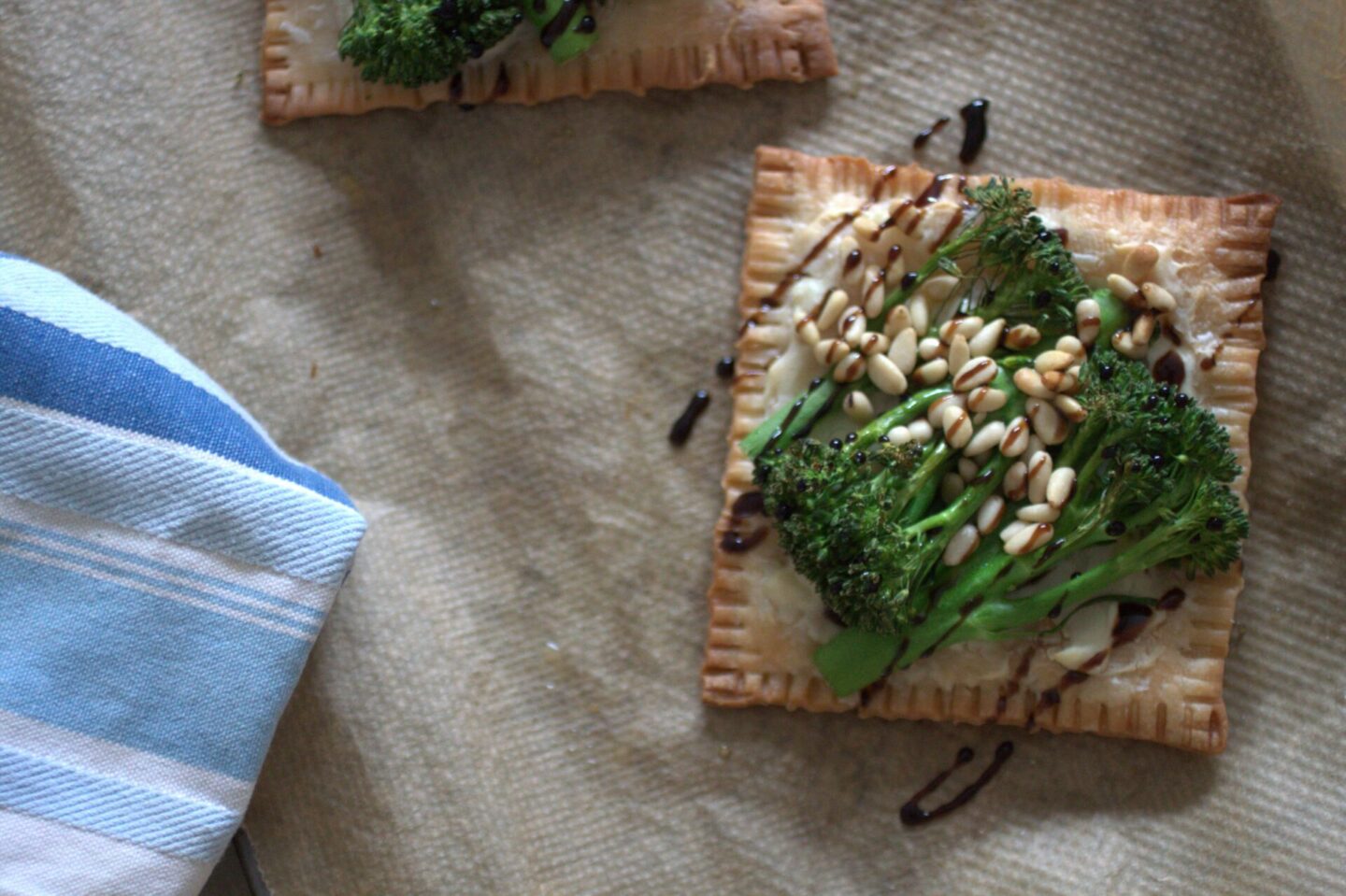 a photo of broccoli tart recipe on a baking sheet