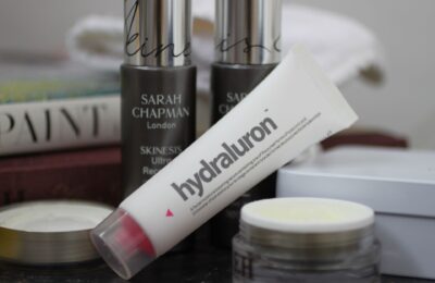Indeed Labs Hydraluron placed in front of some other skincare products