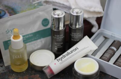 selection of old school beauty favourites I still love, lined up (including Sarah Chapman, Emma Hardie and Indeed Labs)