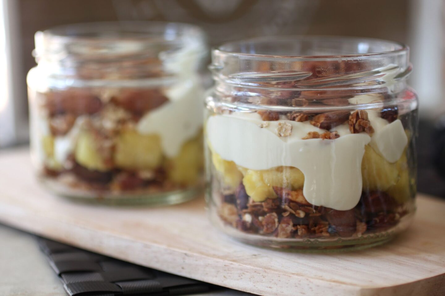 two pineapple crunch pots on a tray