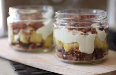 two pineapple crunch pots on a tray