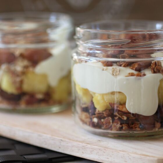 two pineapple crunch pots on a tray