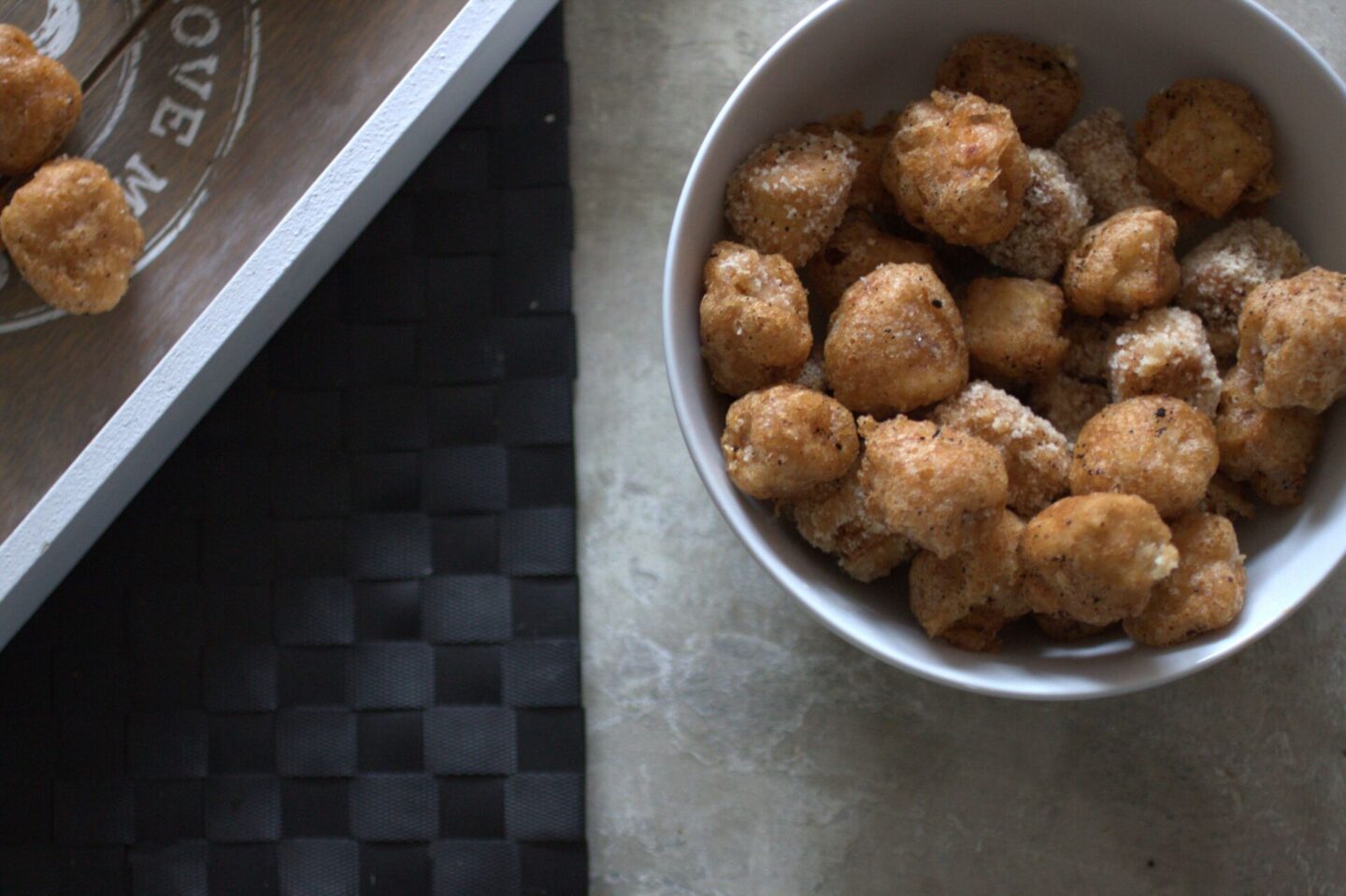 a bowl full of tandoori tofu bites