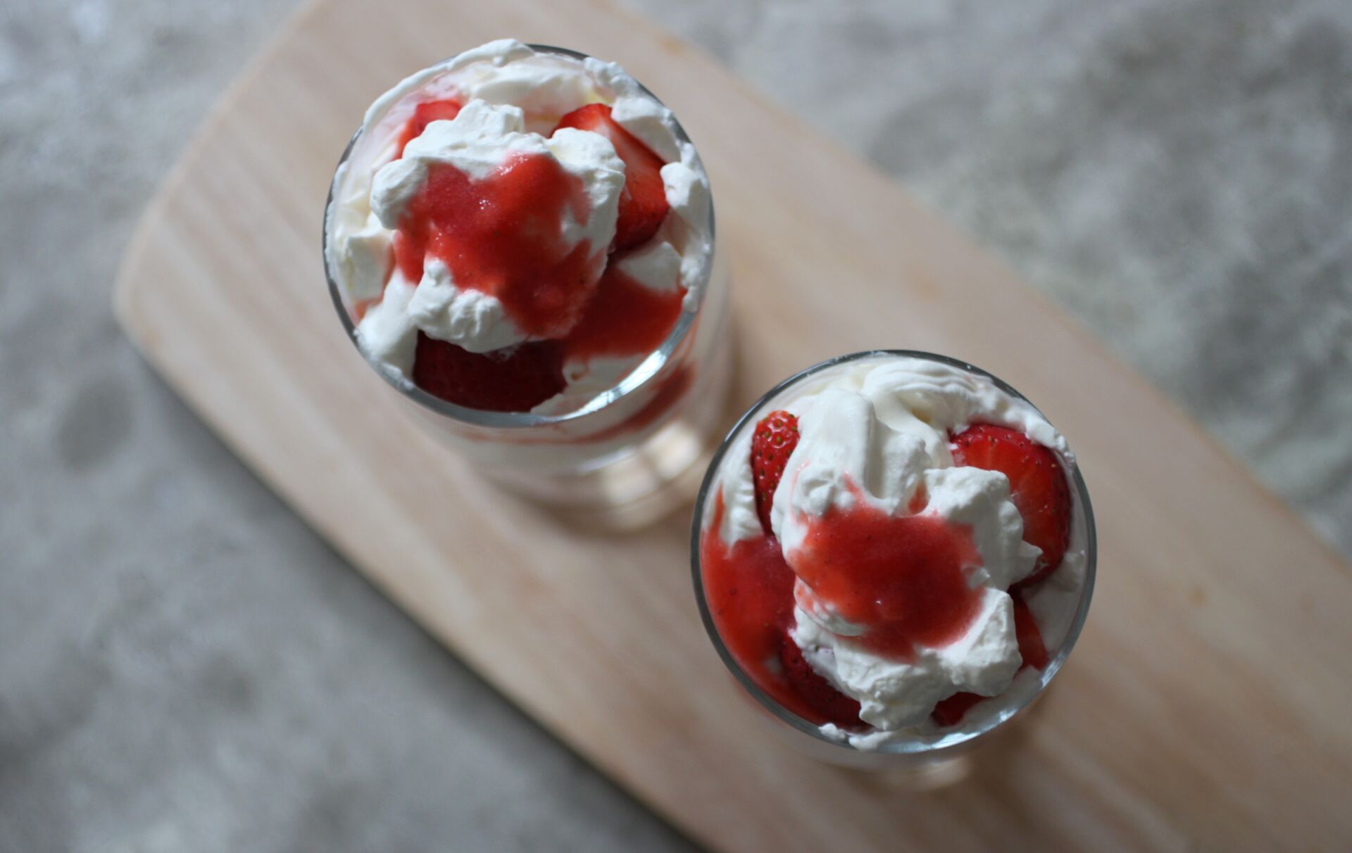 two glasses of Eton Mess, shot from above