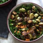 bowl of winter vegetable salad in a large pasta bowl placed on a dining table