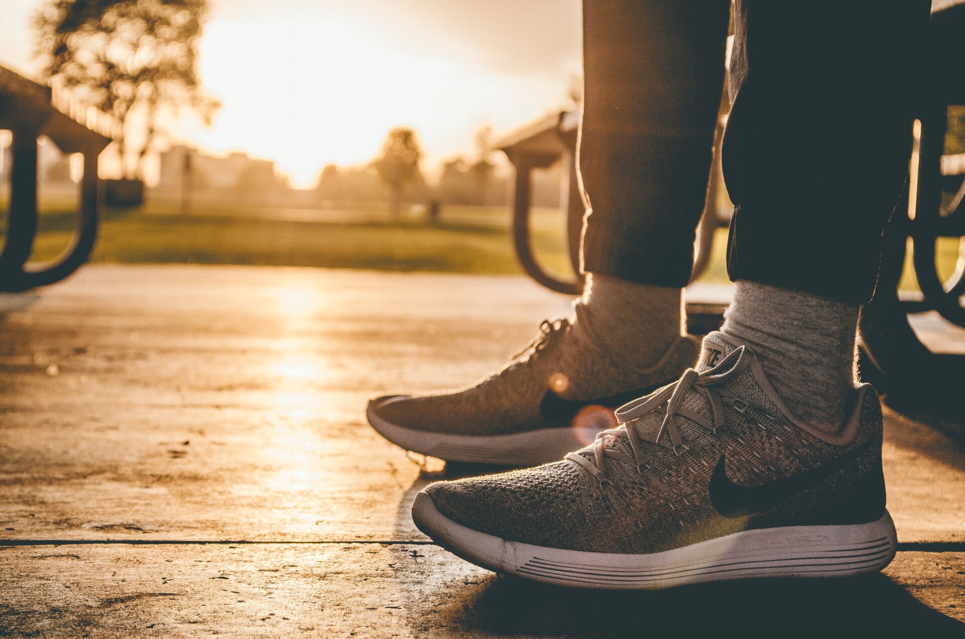 person wearing Nike running shoes