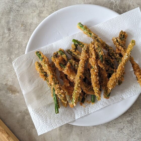 plate of crumbed asparagus recipe