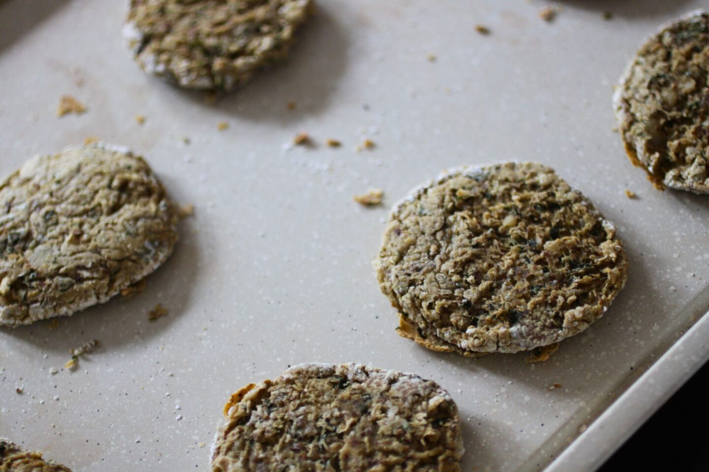 tray of white bean basil fritters