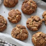 tray of freshly baked marzipan cookies
