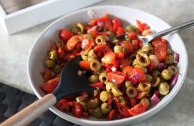 bowl of olive salsa