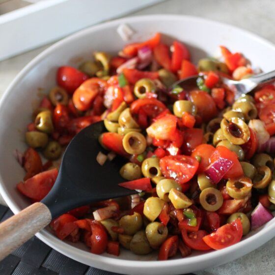 bowl of olive salsa
