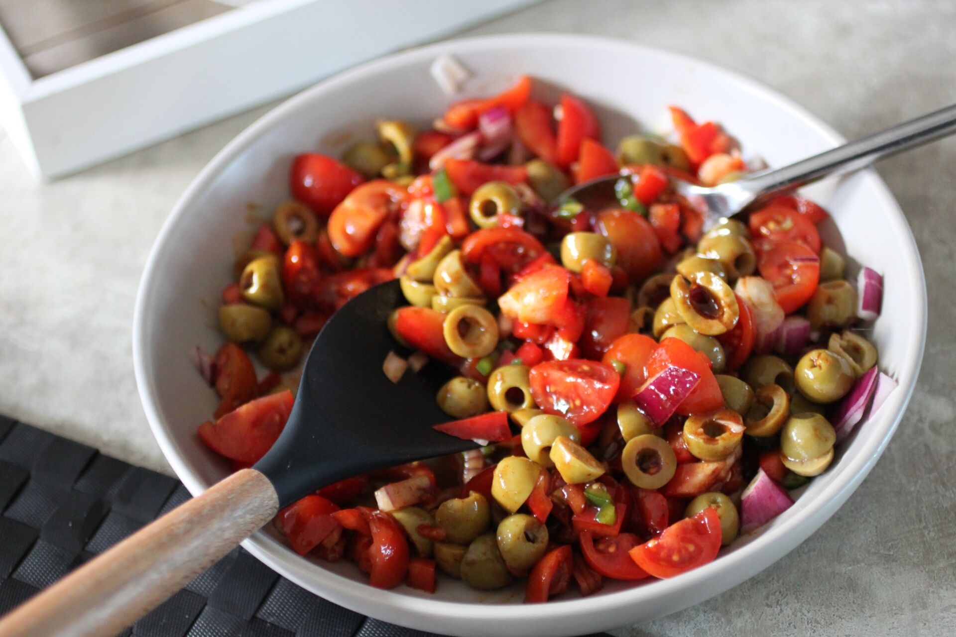 bowl of olive salsa