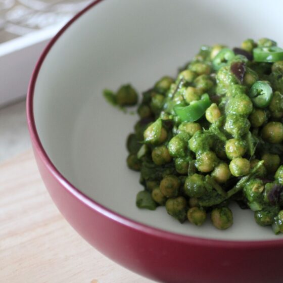 close up shot of a bowl of vegan green curry